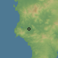 Shaded relief of the 56 km around Satsumasendai, drawn from the GMTED2010 grid