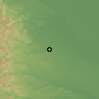 Shaded relief of the 55 km around Sayama, drawn from the GMTED2010 grid
