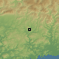 Shaded relief of the 55 km around Sayo, drawn from the GMTED2010 grid