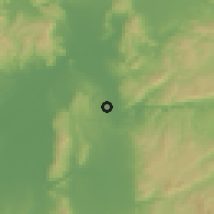Shaded relief of the 55 km around Seika, drawn from the GMTED2010 grid