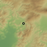 Shaded relief of the 53 km around Semboku, drawn from the GMTED2010 grid