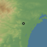 Shaded relief of the 54 km around Sendai, drawn from the GMTED2010 grid