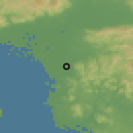 Shaded relief of the 55 km around Setaka, drawn from the GMTED2010 grid