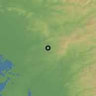 Shaded relief of the 55 km around Seto, drawn from the GMTED2010 grid
