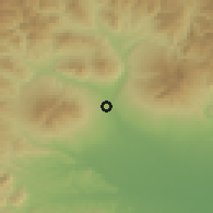 Shaded relief of the 54 km around Shibukawa, drawn from the GMTED2010 grid