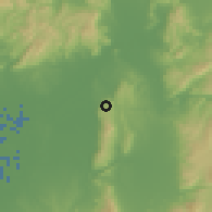 Shaded relief of the 55 km around Shijōnawate, drawn from the GMTED2010 grid