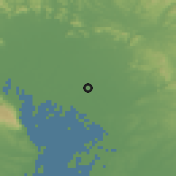 Shaded relief of the 55 km around Shikatsu, drawn from the GMTED2010 grid