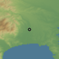 Shaded relief of the 55 km around Ebina, drawn from the GMTED2010 grid
