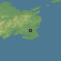 Shaded relief of the 55 km around Shima, drawn from the GMTED2010 grid
