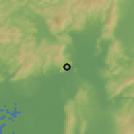 Shaded relief of the 55 km around Shimamoto, drawn from the GMTED2010 grid