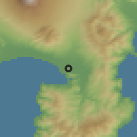 Shaded relief of the 55 km around Shimizu, drawn from the GMTED2010 grid