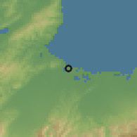 Shaded relief of the 54 km around Shimminato, drawn from the GMTED2010 grid