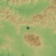 Shaded relief of the 56 km around Ebino, drawn from the GMTED2010 grid