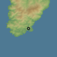 Shaded relief of the 55 km around Shimoda, drawn from the GMTED2010 grid