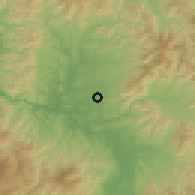 Shaded relief of the 54 km around Shinjo, drawn from the GMTED2010 grid