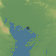 Shaded relief of the 55 km around Shippo, drawn from the GMTED2010 grid