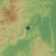Shaded relief of the 54 km around Shiroishi, drawn from the GMTED2010 grid