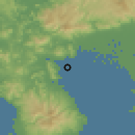 Shaded relief of the 55 km around Shiroishi, drawn from the GMTED2010 grid