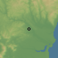 Shaded relief of the 54 km around Shirosato, drawn from the GMTED2010 grid