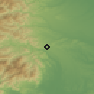 Shaded relief of the 55 km around Shiroyama, drawn from the GMTED2010 grid