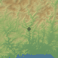 Shaded relief of the 55 km around Shiso, drawn from the GMTED2010 grid