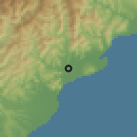 Shaded relief of the 55 km around Shizuoka, drawn from the GMTED2010 grid