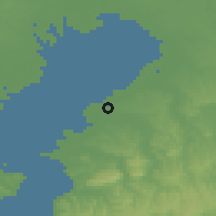 Shaded relief of the 55 km around Sodegaura, drawn from the GMTED2010 grid