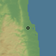 Shaded relief of the 54 km around Sōma, drawn from the GMTED2010 grid