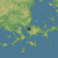 Shaded relief of the 55 km around Suooshima, drawn from the GMTED2010 grid
