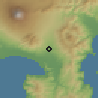 Shaded relief of the 55 km around Susono, drawn from the GMTED2010 grid