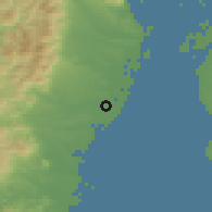 Shaded relief of the 55 km around Suzuka, drawn from the GMTED2010 grid
