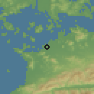 Shaded relief of the 55 km around Tadotsu, drawn from the GMTED2010 grid