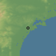Shaded relief of the 54 km around Tagajō, drawn from the GMTED2010 grid