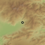 Shaded relief of the 55 km around Enzan, drawn from the GMTED2010 grid