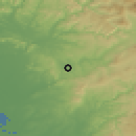 Shaded relief of the 55 km around Tajimi, drawn from the GMTED2010 grid