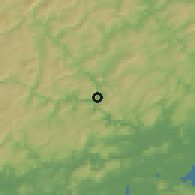 Shaded relief of the 55 km around Takahashi, drawn from the GMTED2010 grid