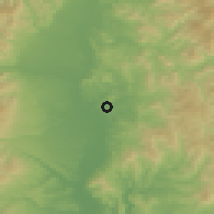 Shaded relief of the 54 km around Esashi, drawn from the GMTED2010 grid