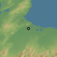 Shaded relief of the 54 km around Takaoka, drawn from the GMTED2010 grid