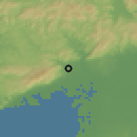 Shaded relief of the 55 km around Takarazuka, drawn from the GMTED2010 grid