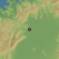 Shaded relief of the 55 km around Takashima, drawn from the GMTED2010 grid