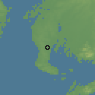 Shaded relief of the 55 km around Taketoyo, drawn from the GMTED2010 grid