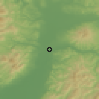Shaded relief of the 52 km around Takikawa, drawn from the GMTED2010 grid