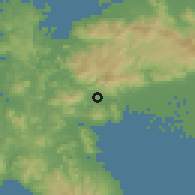 Shaded relief of the 55 km around Taku, drawn from the GMTED2010 grid