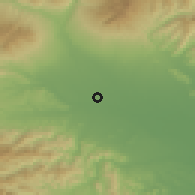 Shaded relief of the 54 km around Tamamura, drawn from the GMTED2010 grid