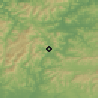 Shaded relief of the 55 km around Tamba, drawn from the GMTED2010 grid