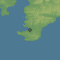Shaded relief of the 55 km around Tateyama, drawn from the GMTED2010 grid
