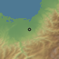 Shaded relief of the 54 km around Tateyama, drawn from the GMTED2010 grid
