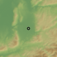 Shaded relief of the 55 km around Tawaramoto, drawn from the GMTED2010 grid