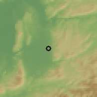 Shaded relief of the 55 km around Tenri, drawn from the GMTED2010 grid