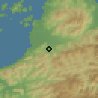 Shaded relief of the 55 km around Tobe, drawn from the GMTED2010 grid